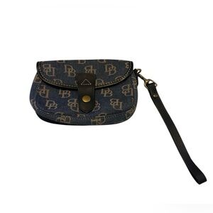 Dooney and Bourke Navy Monogram Wristlet Clutch